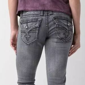 Rock Revival Jen Straight Jeans Womens Size 29  Black Wash Mid Rise Slim Fit